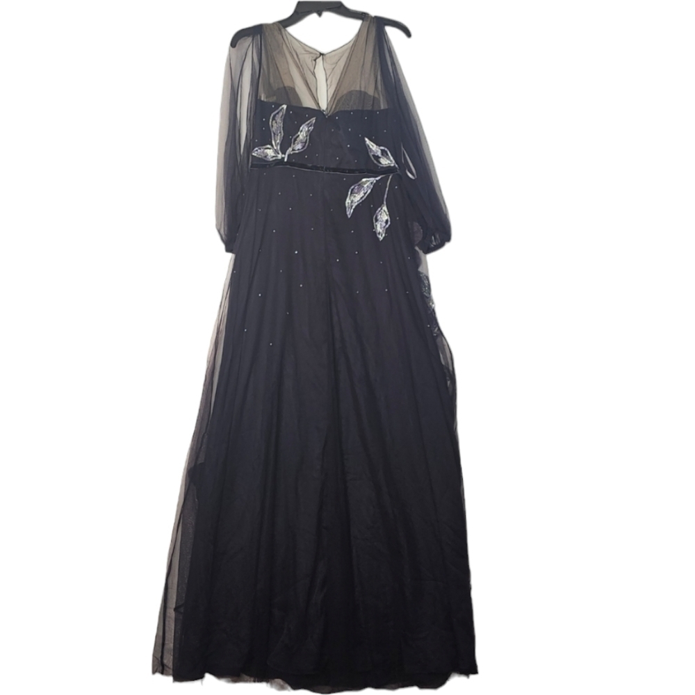 NWT Marchesa Notte Sheer Puff Sleeve Gown – Wedding Guest / Black Tie Formal - Picture 11 of 11